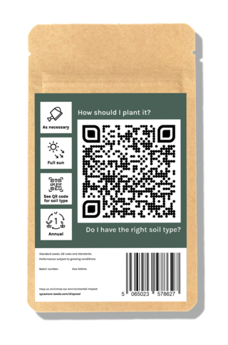 cornflower (black specific cultivar) back of seed packet