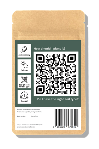 cornflower (blue specific cultivar) back of seed packet