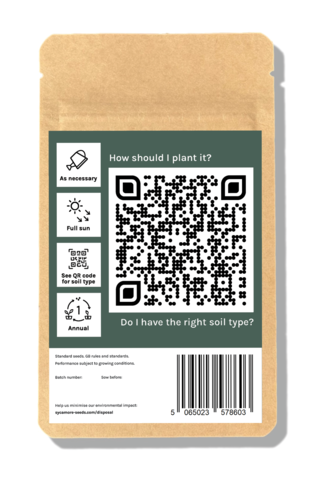 cornflower (mixed specific cultivar) back of seed packet