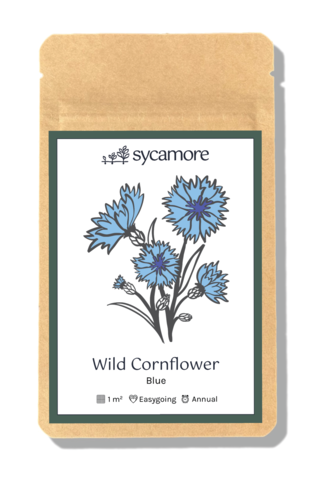 cornflower (blue specific cultivar) front of seed packet